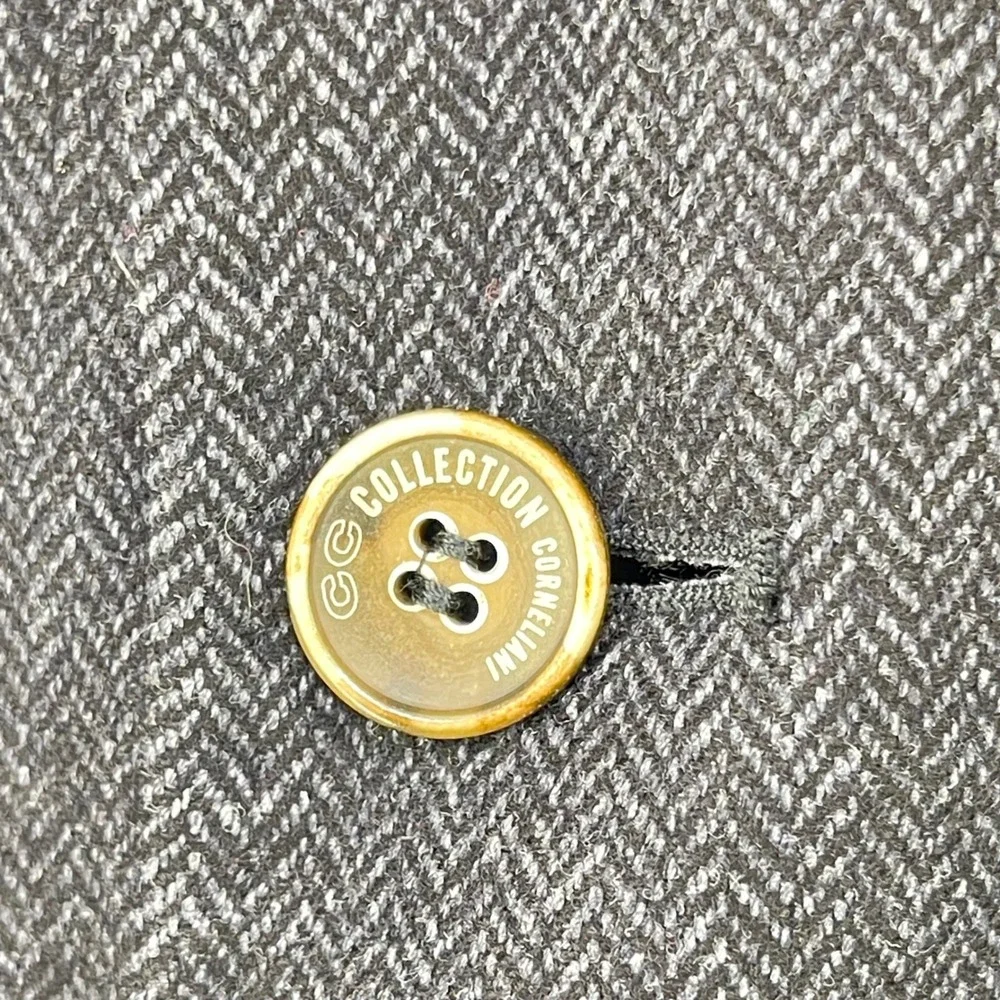 Corneliani CC Collection Blazer Men US 40R EU50 Gray Herringbone Wool Blend Coat